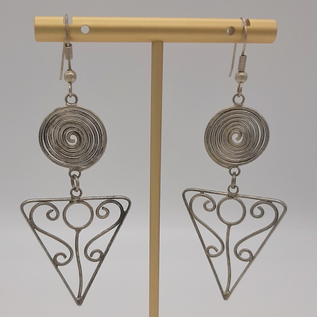 Triangle & Spiral Handmade Wire Dangle Earrings